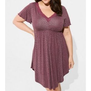 🆕🐆 Super Soft Lace Trim Sleep Babydoll Gown 2 2X 18 20 NWT Torrid New! Leopard
